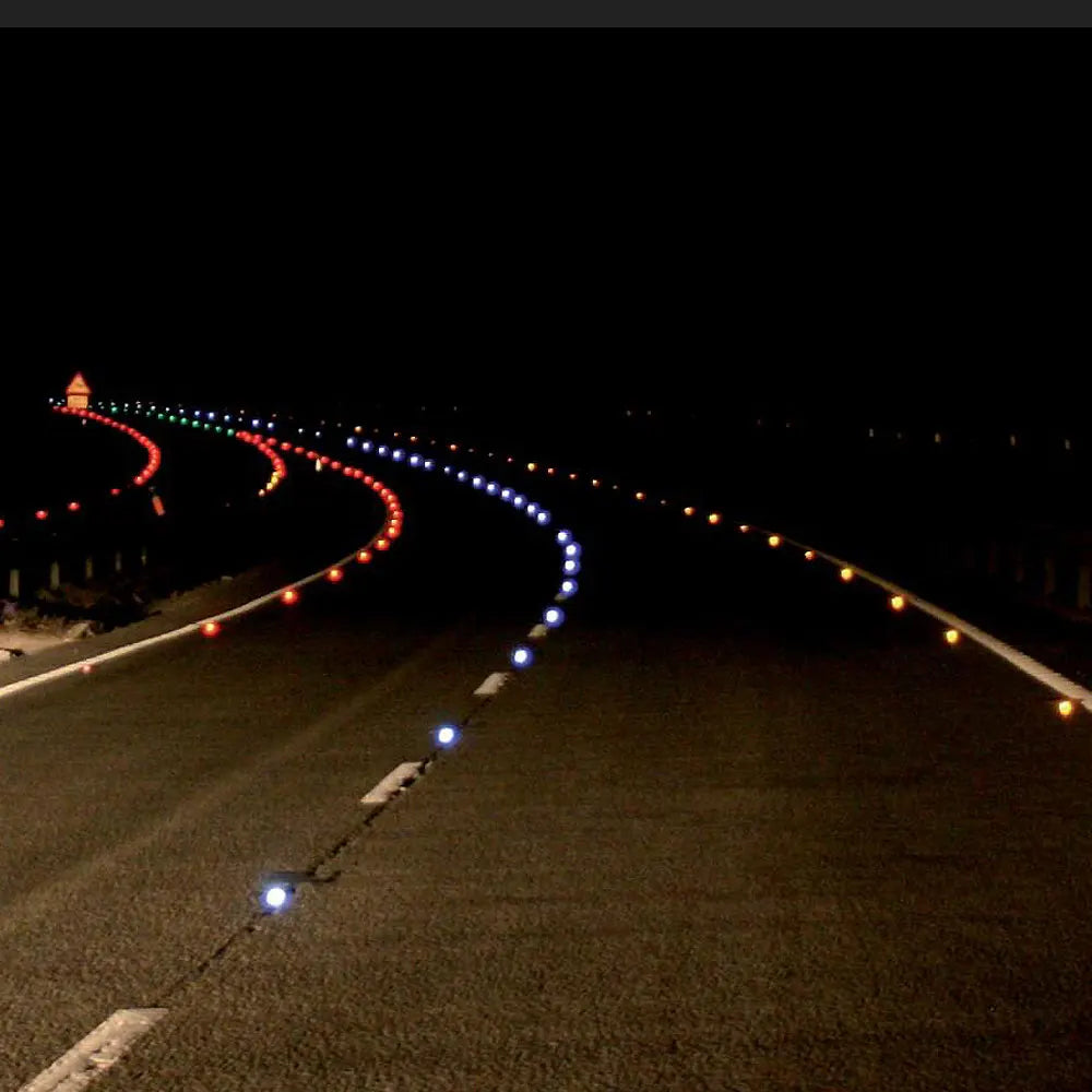 Solar Lights Outdoor Aluminum Ip68 Waterproof Led Solar Powered Road Stud Light Road Reflective Ground Light Warning Light