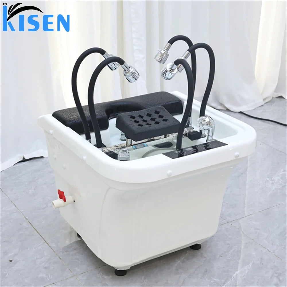 Popular Portable No Plumbing 60L Water Tank Shampoo Basin Sink Waterfall Water Circulation Spa Salon Furniture Washing Hair Bowl