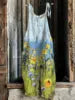 S-3XL Summer Women's New Sweet Small Fresh Print Retro Wide Leg Jumpsuit Printed Floral Cami Jumpsuit