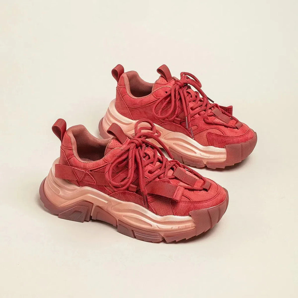 Spring Lady Women S Casual Shoes Red Walking Style Shoes Women Shoes 2024 New Design Sport Sneakers Real Leather