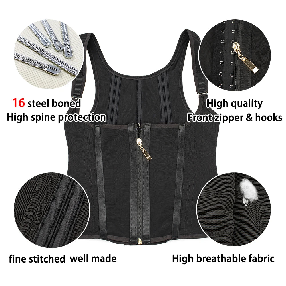 Steel Bone Adjustable Compression Tummy Control Girdle Body Shaper Vest Slim Waist Trainer Bustier Corsets for Women