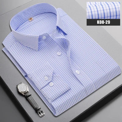 Brand New Men Shirt Male Dress Shirts Striped Men's Casual Long Sleeve Business Formal Plaid Shirt camisa social