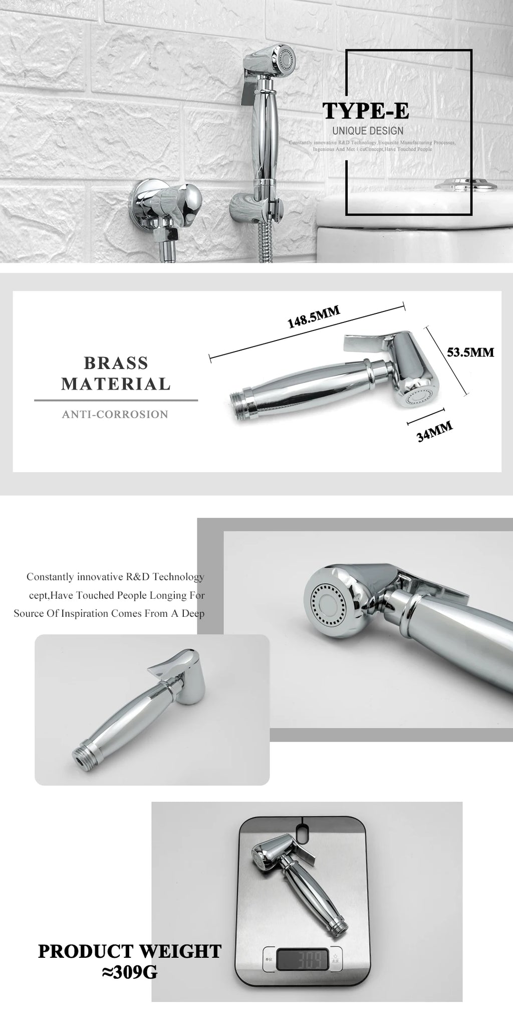 Shower Douche Toilet Bidet Sprayer Kit Chrome Polished Brass Bathroom Wall Mount Single Cold Valve Handheld Bidet Shattaf Set