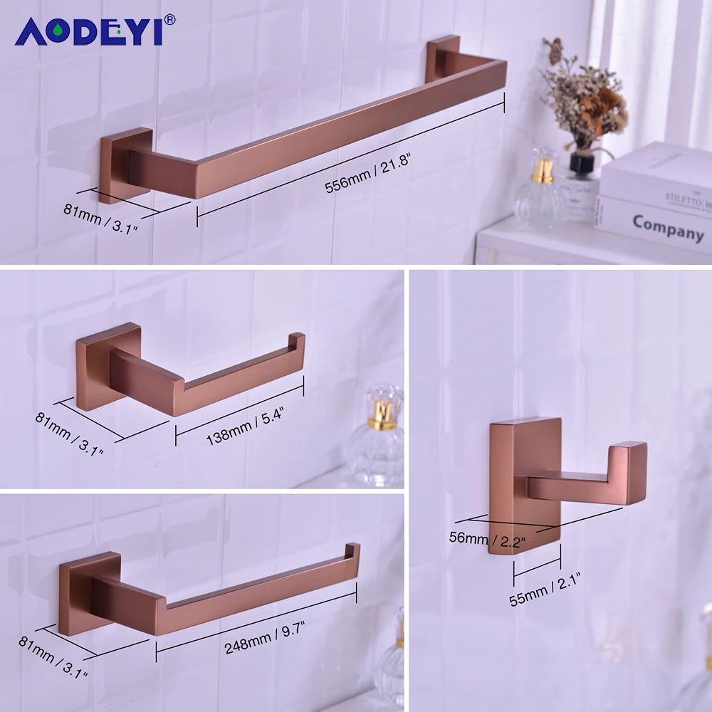 Bathroom Accessories Toilet Paper Holder Brushed Rose Gold Towel Hooks Stainless Steel Bedroom Wall Mount Bath Hardware Sets
