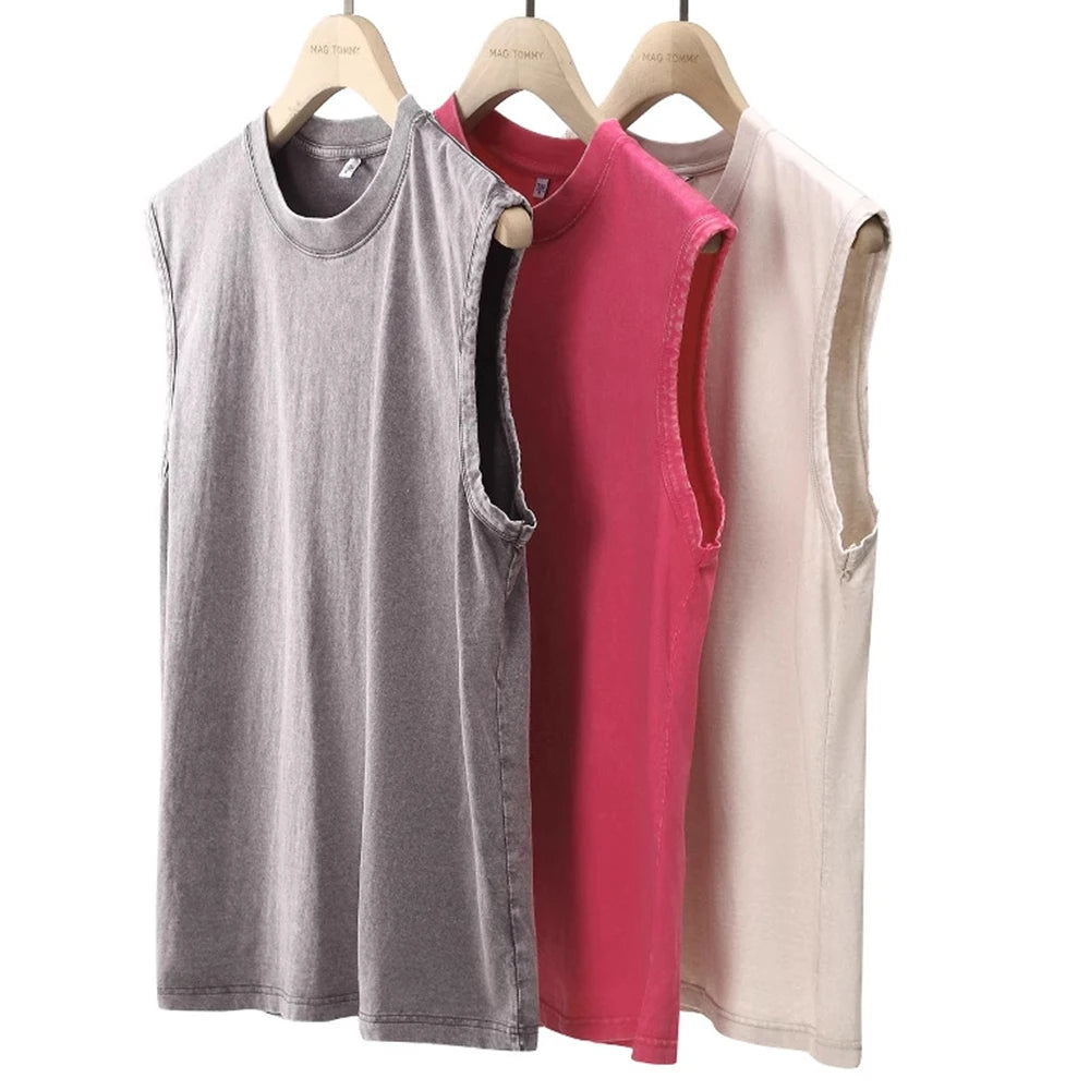 Private Label Washed Tank Top Custom Logo Wholesale USA Warehouse Vintage Tank