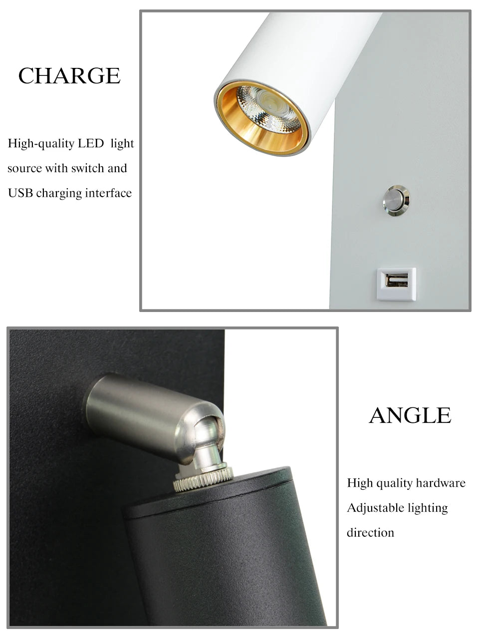 Indoor LED Wall Lamp 7W with USB Charge Wall Lamp Bedroom Living Room Nordic Modern Wall Light Aisle with Switch Wall Sconce