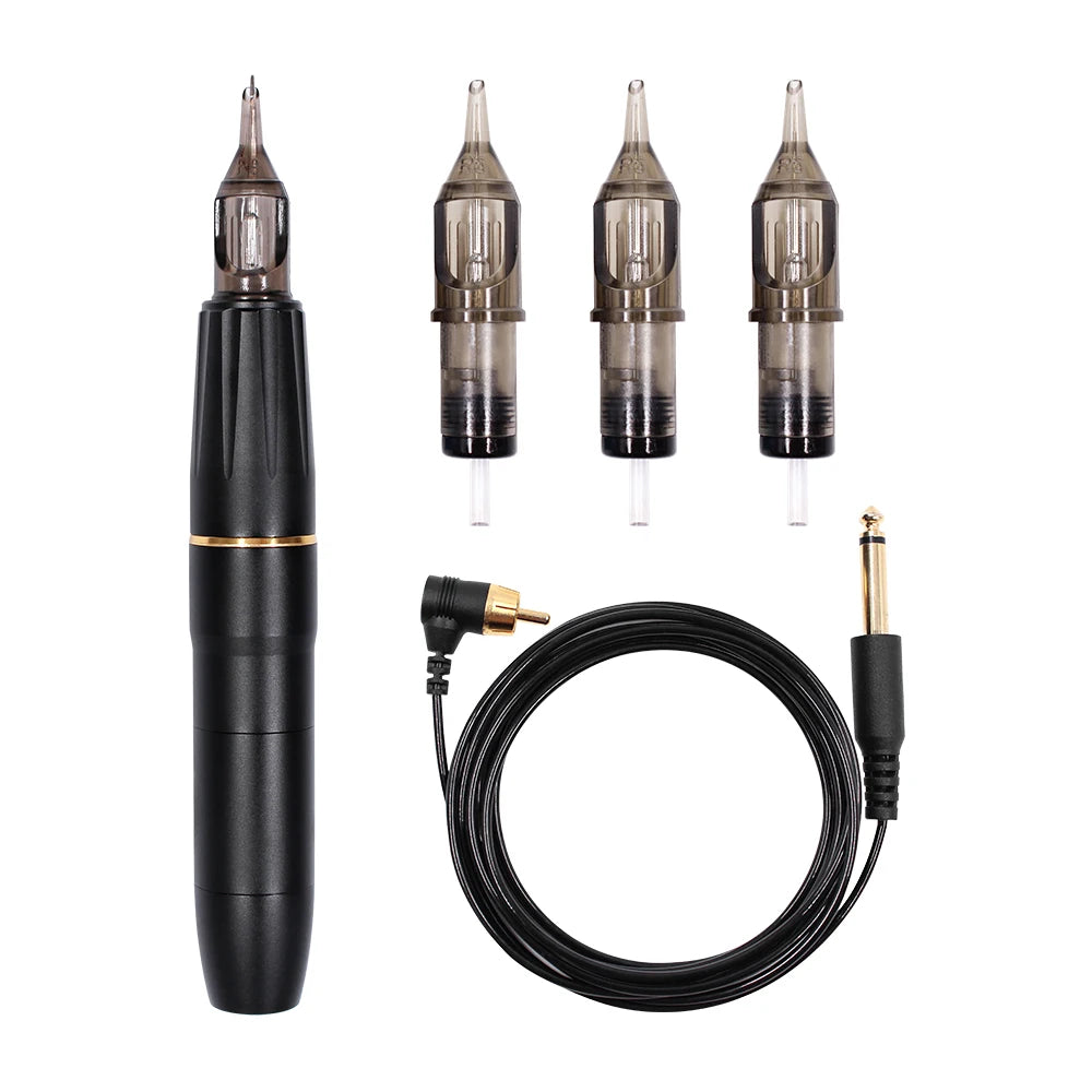 BIOMASER Newest Permanent Makeup Tattoo Machine 2 Head Rose Gold Microblading Pen Equipment 3D Microblading Tattoo Gun Set