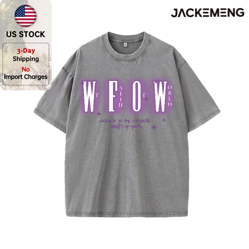 Oversized Vintage Retro Neon Letter Streetwear Print Tshirt USA Stock Wholesale Y2K Casual Tee