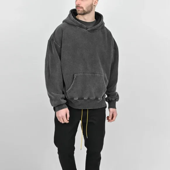 Heavyweight French Fleece Acid Washed Hoodie High Street Series Washing Old Sweater Stone Washed Vintage Hoodie Oversized