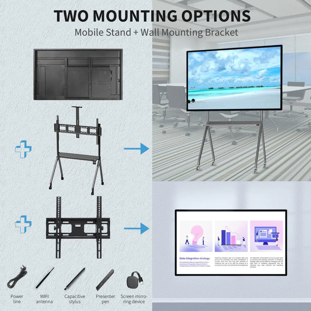 Full Size 55 Inch 4K LED Display Interact Whiteboard Smart Touch Screen Smart Board for Meeting Teaching Xx.video.xx