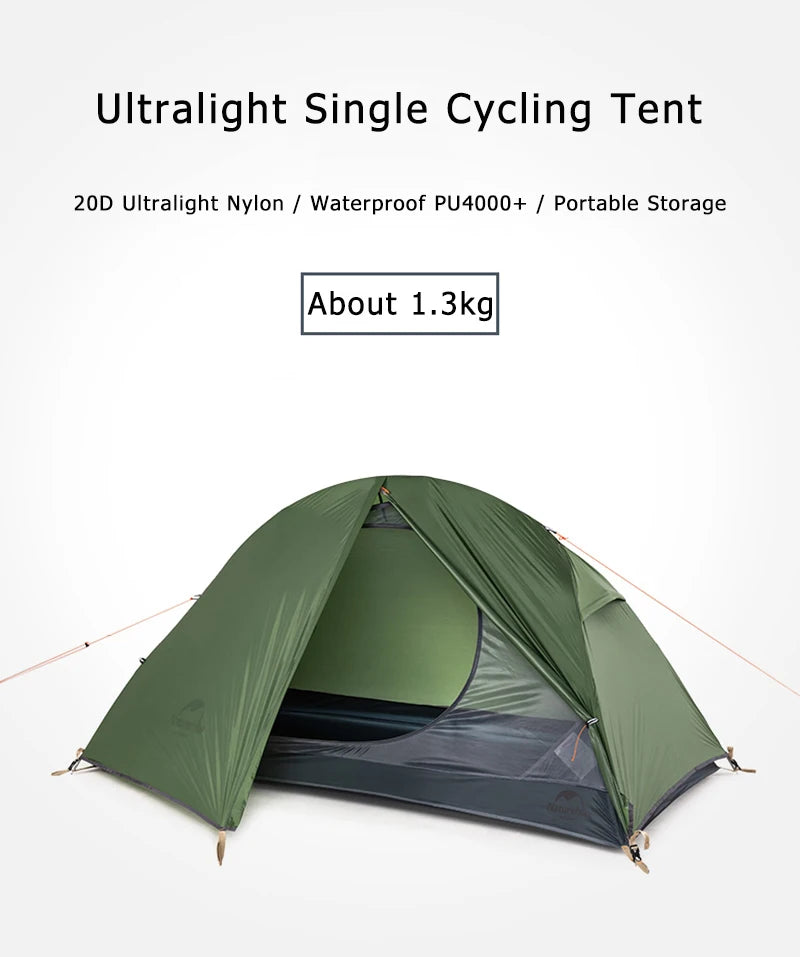 Naturehike Tent Ultralight 1 Person Cycling Tents Portable Backpacking Tent 20D Nylon Waterproof Tent Camping Tent Hiking Tent