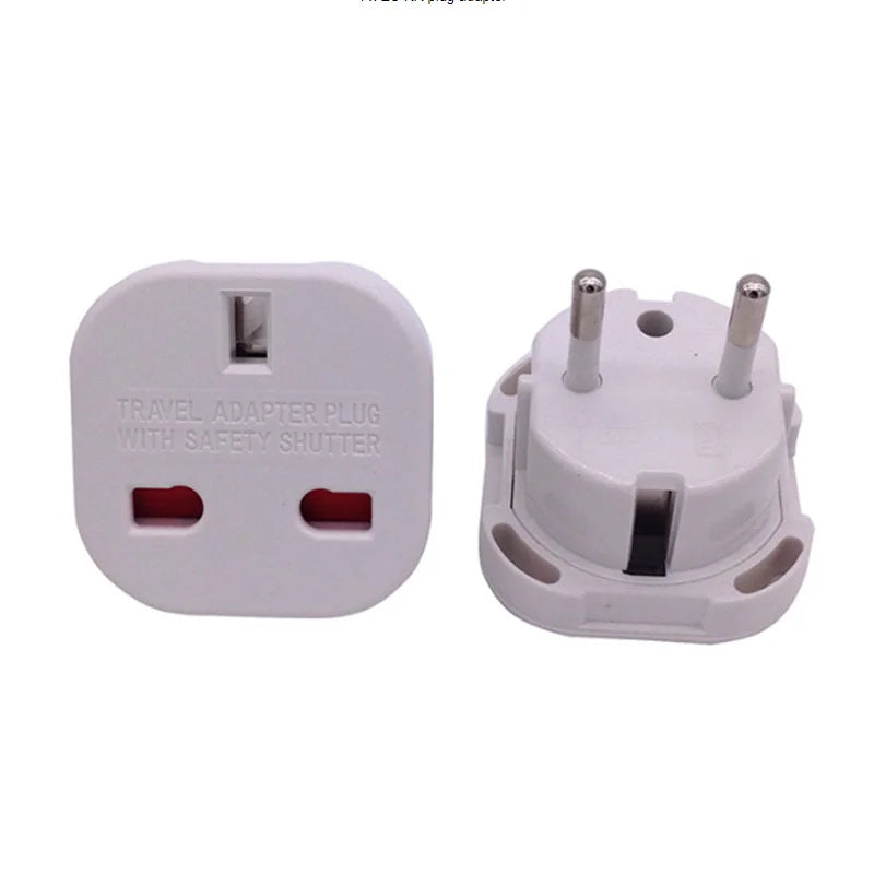 1pcs EU Eletrical Socket UK To EU Travel Plug Adapter Electrical Plug Converter Outlet British UK AC Power Cable Charger Socket