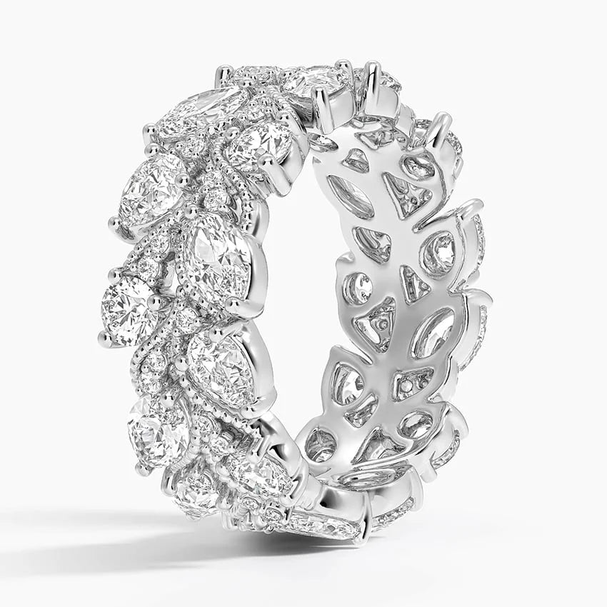 Shimmering Moissanite Engagement Wedding Eternity Band in 925 Silver with Classic Elegant Luxury Look Timeless Sparkling Beauty