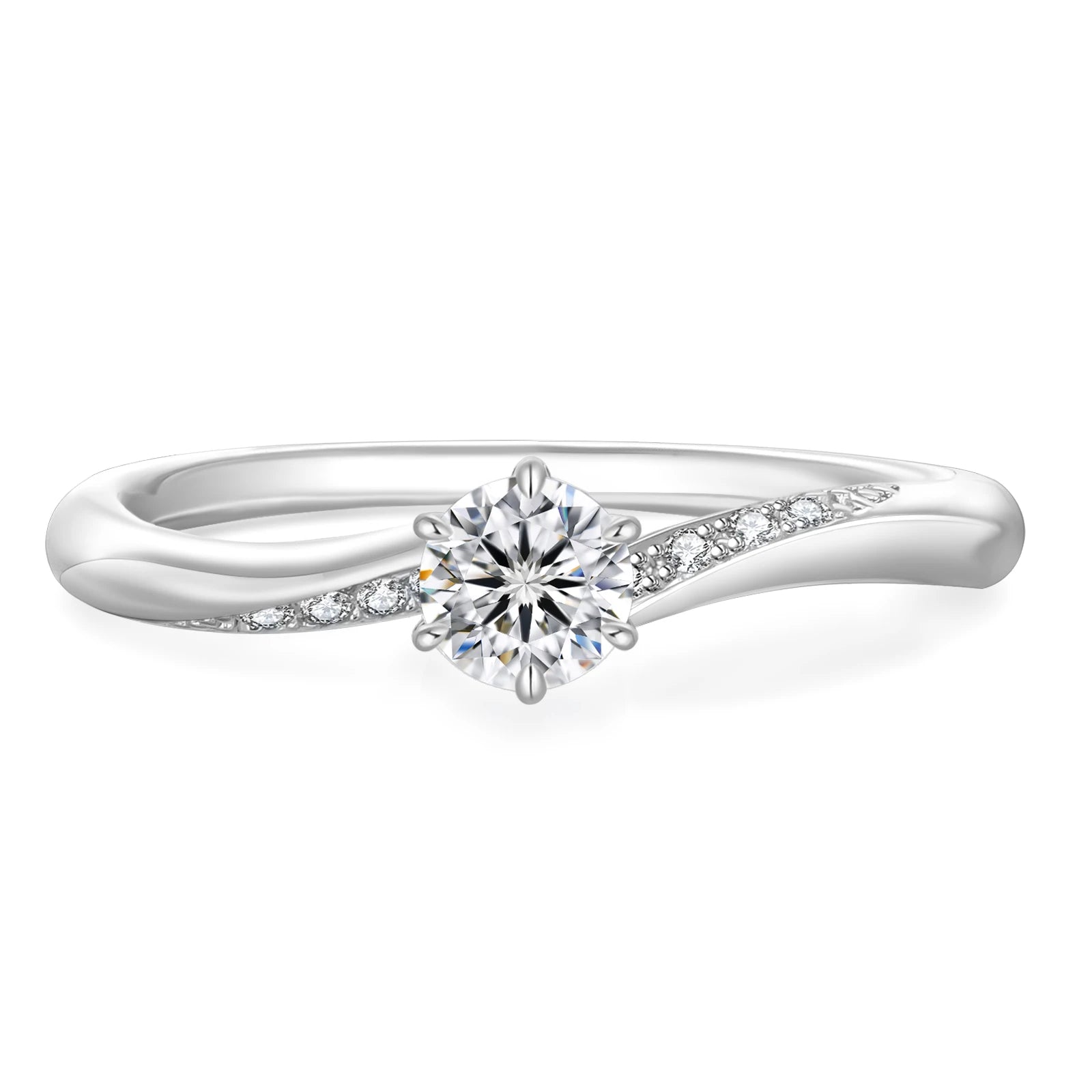 Luxury Iced Out Side Stone Wedding Rings S925 Sterling Silver Lab Grown Diamond Engagement Three Stone Moissanite Ring for Women