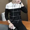 M-3XL Spring and Autumn Men's Sweater Pullover Korean Fashion Trend Splicing Colorblock Slim Fit Casual Sports Tops
