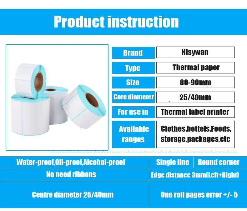Waterproof Thermal Sticker Self-adhesive Label Barcode Paper Width 80 MM 90 MM Supermarket Price Blank Printing Paper