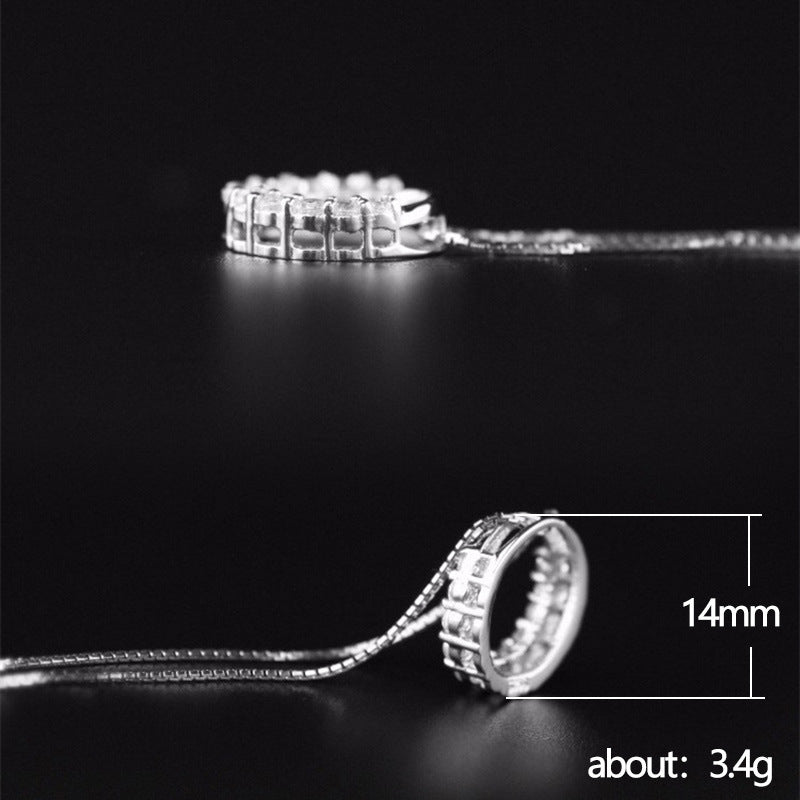 Minimalist Copper Lovers Hollow Circle Pendant Necklace for Women Engagement Short Collarbone Link Chain Fashion Jewelry