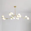 Light Luxury Nordic Minimalist Modern Adjustable Height LED Glass Chandelier for Living Room