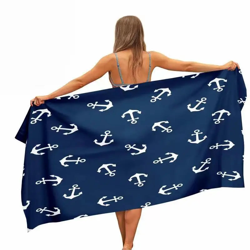 Wholesale 75*150CM Quick Dry Large Bath Towel Sand Free Towel Beach Cotton Microfiber Beach Towel With Logo Custom Print