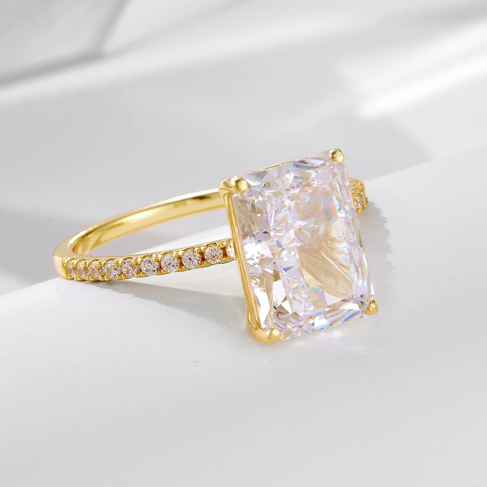 Manufacturer Latest Wholesale 14K Gold Plated Silver Ring 925 Sterling Jewelry Ice Zircon Wedding Engagement Rings Jewelry Women