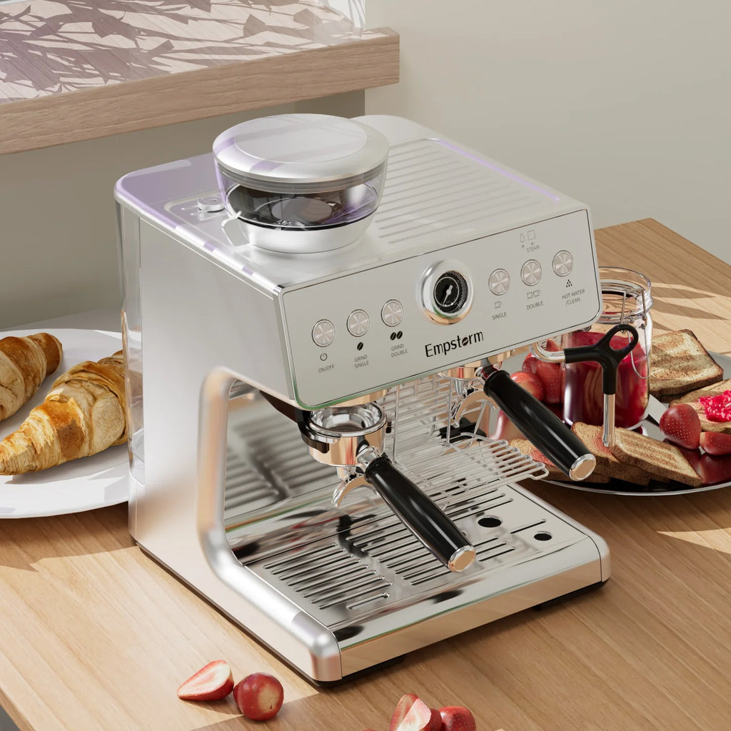 Semi-Automatic Electric Portable Coffee Machine 20 Bars Pressure Stainless Steel Bean-to-Cup Brew System for Household Car Use