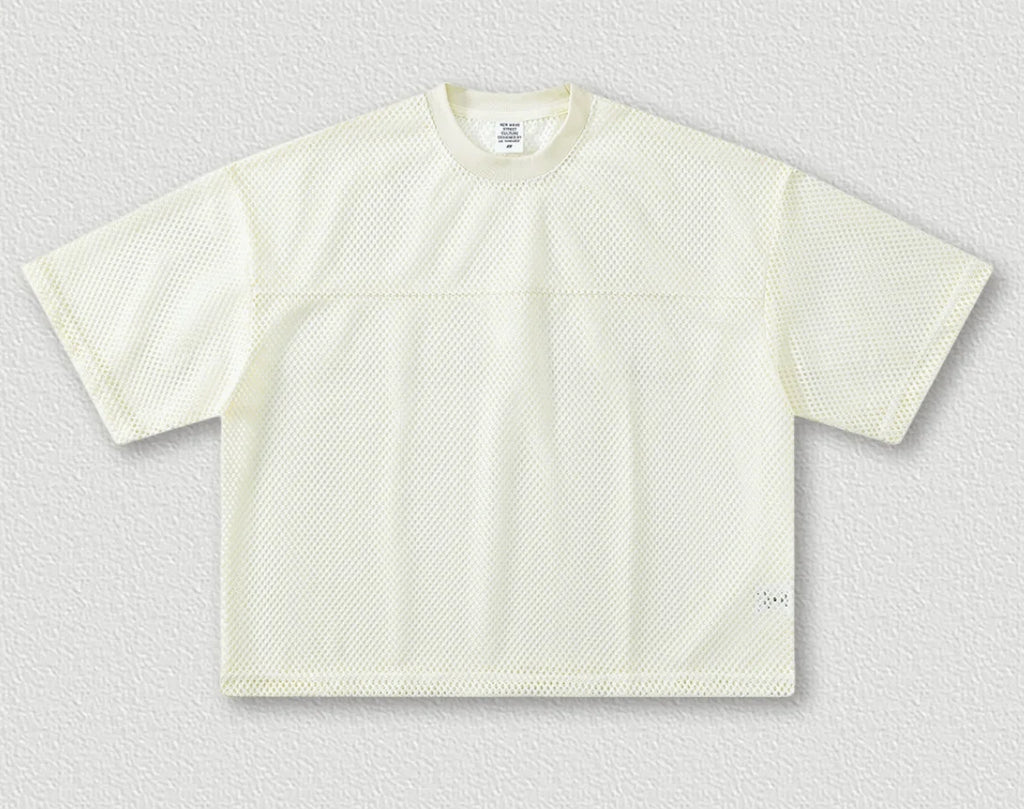 Crew Neck Mesh Jersey T-shirt Outdoor Oversize 240gsm T-Shirts Street Style Soccer Mesh Blank Printing Customized