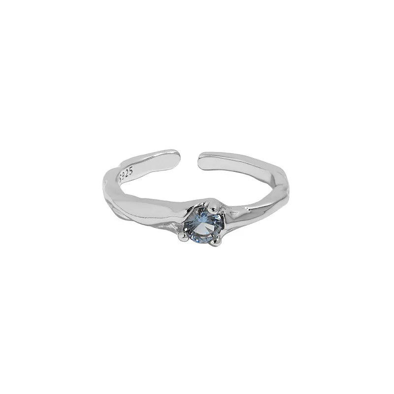 Fashion 925 Sterling Silver Irregular Blue CZ Zircon Wedding Rings for Women Wholesale Gifts Jewelry