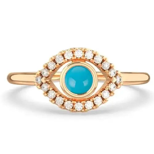 Natural Turquoise Birthstone Ring 925 Sterling Silver Gold Plated Classic Constellation Design Minimalist Women's Ring