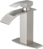 Modern Stainless Steel Deck Mount Waterfall Bathroom Faucet Cold Hot Water Tap for Bedroom Vanity Vessel Basin Faucet