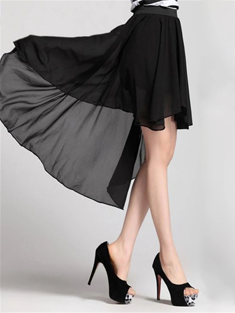 MwOiiOwM New Excellent Maxi Skirt Fashion Long Bohemian Princess Pleated Asymmetrical Women Skirt Classic Chiffon Skirt 35