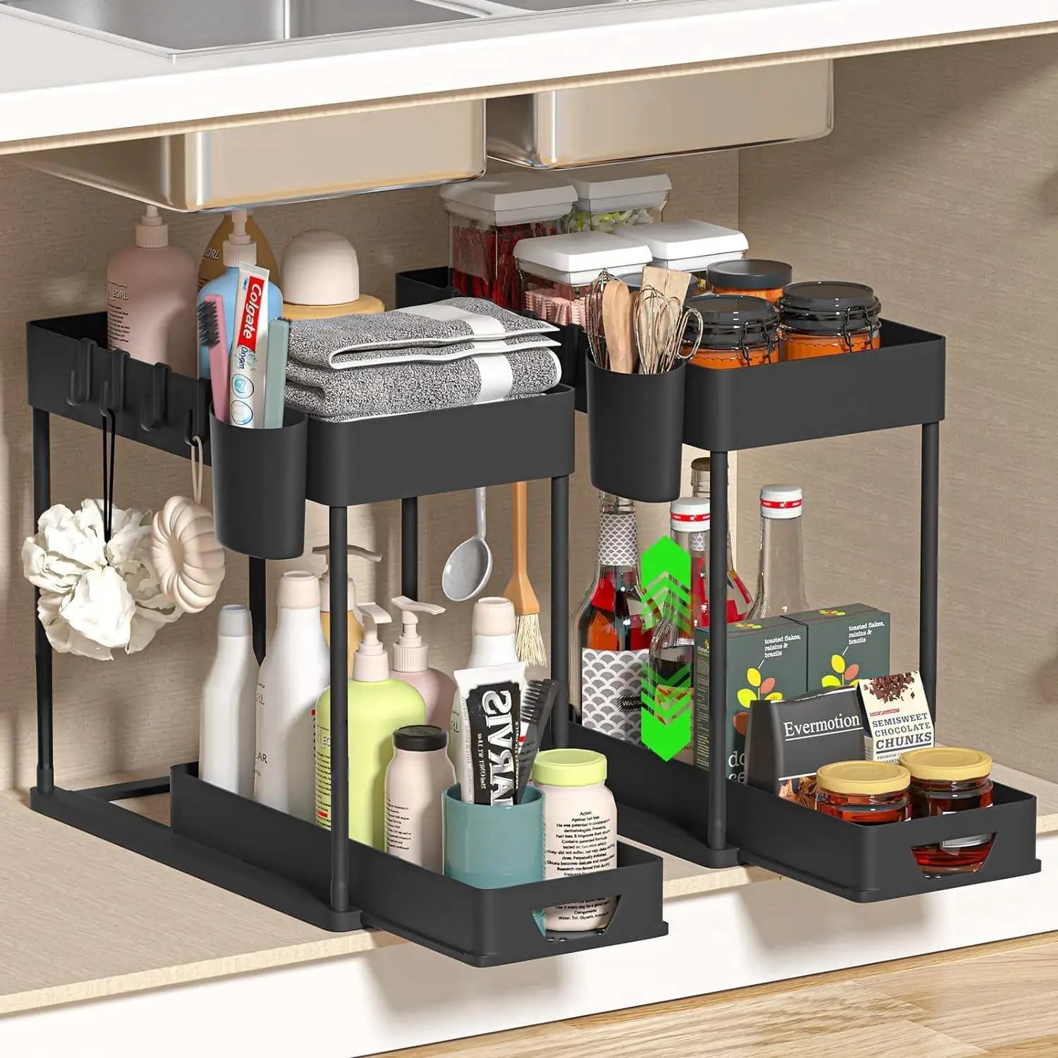 Kitchen Racks Pull Out Storage Rack Under Sink Multi Functional Double Layer Storage Rack