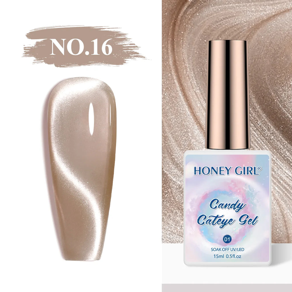 HONEY GIRL Moon Light Magnetic CatEye 24 Colors Jelly Gel Polish Set Wholesale 9d Crystal Uv Gel Nail Polish Cat Eye Gel Polish
