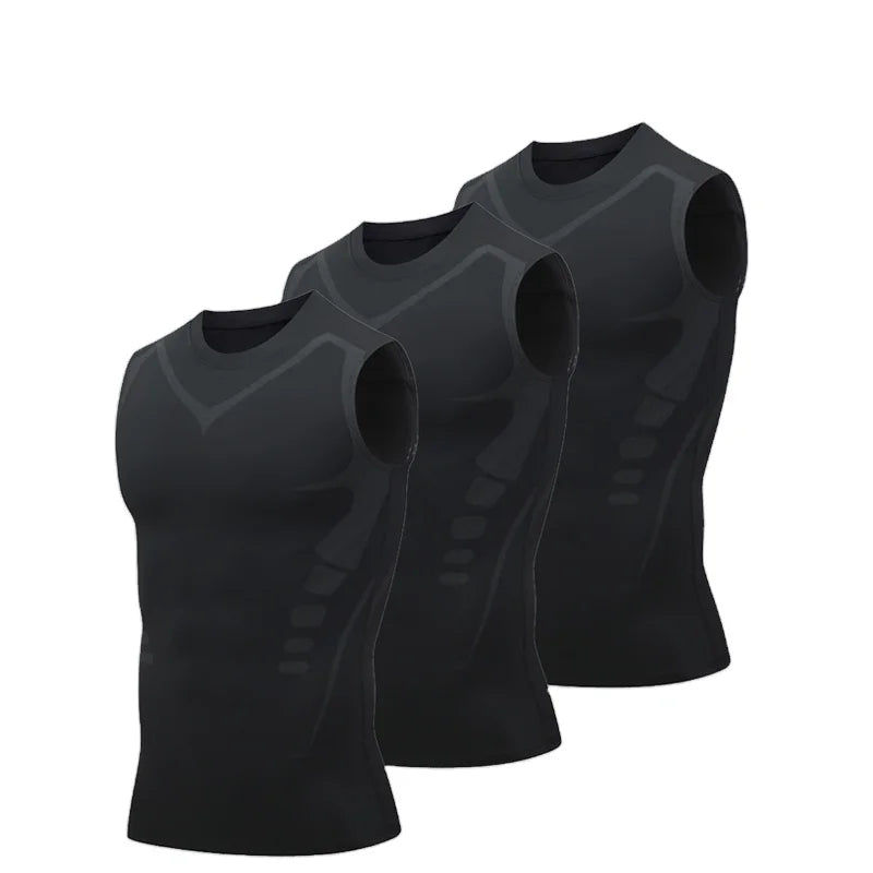 USA Warehouse 3 Pack Sleeveless Shirt Gynecomastia Compression Shirts Slimming Body Shaper Vest Shapewear Tank Top for Men