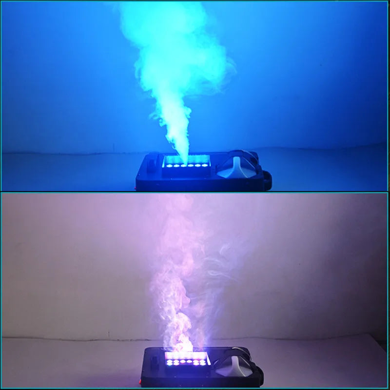High Power DJ Stage Smoke Machine 24x9W RGB 3in1 Led 1500W Fog Machine DMX Remote Vertical Fogger for Disco Music Party Wedding