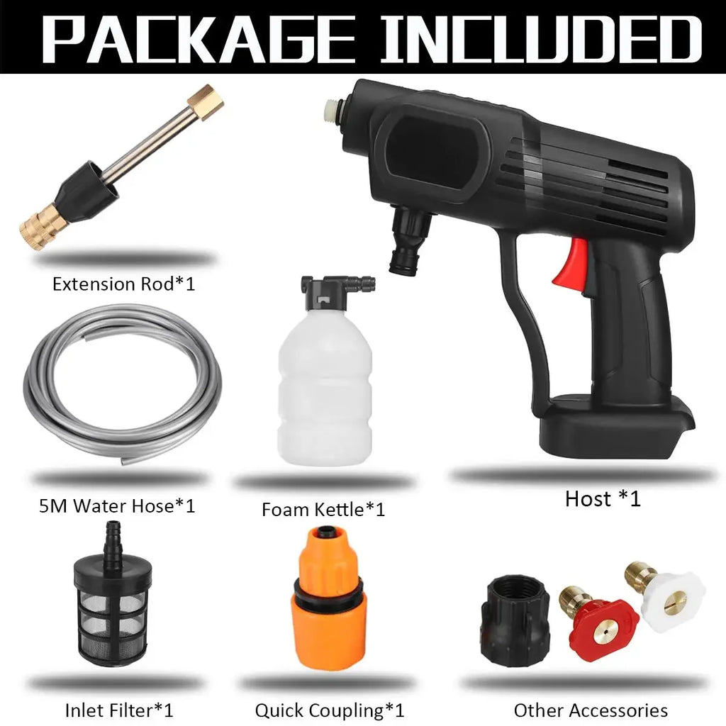60Bar 1500W Cordless High Pressure Car Washer Rechargeable Car Wash Gun Electric Water Gun Foam Machine for Makita 18V Battery