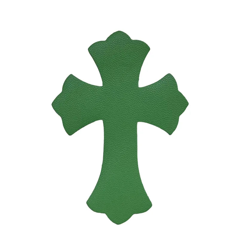 4.5*6.5cm Sheepskin Leather Patch With Cross Shaped Leather Label Genuine Leather DIY With Multiple Colors-106-182