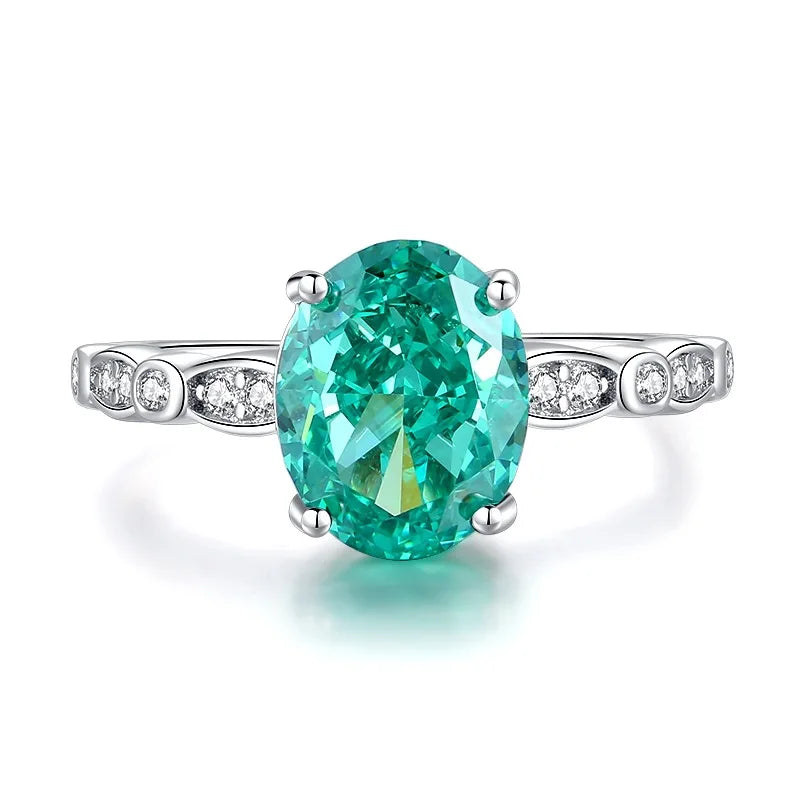 Factory Delivery Original Oval Shape 8a Zircon Rings 925 Sterling Silver Colorful Engagement Wedding Ring