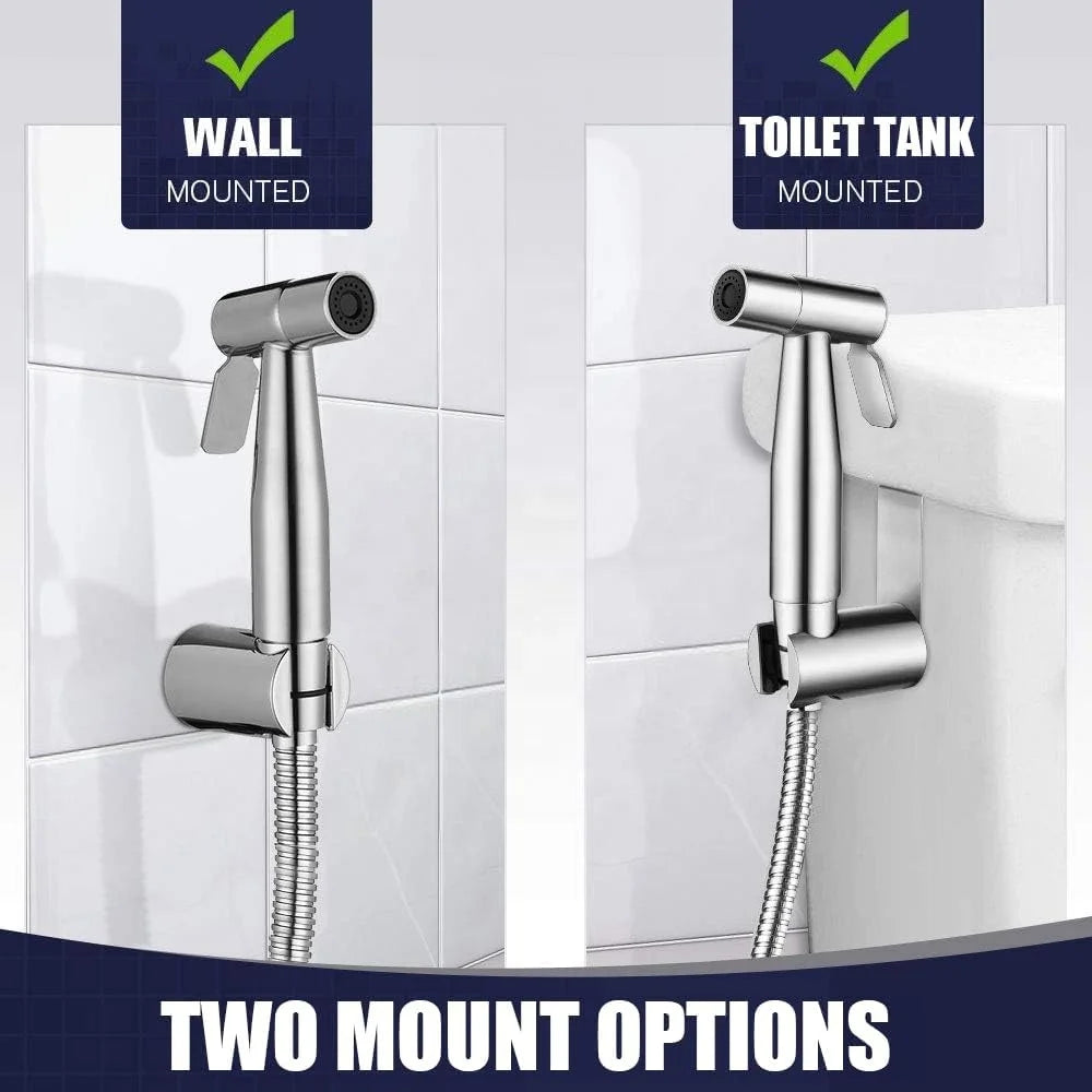 Shattaf Adjustable Water Pressure Handheld 304 Stainless Steel Toilet Shower Bidet Sprayer Set