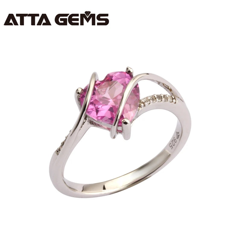 2.25 Carats 925 Sterling Silver Red Heart Solitaire Rings for Women Wedding Engagement Jewelry