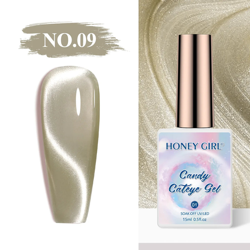 HONEY GIRL Moon Light Magnetic CatEye 24 Colors Jelly Gel Polish Set Wholesale 9d Crystal Uv Gel Nail Polish Cat Eye Gel Polish