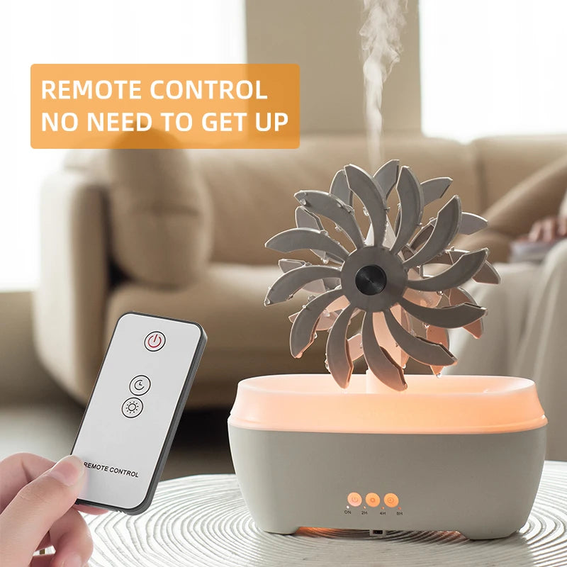 Spinning Windmill Aroma Diffuser Humidifier with Essential Oil Spray for Aromatherapy Colorful Lighting Remote Control YS