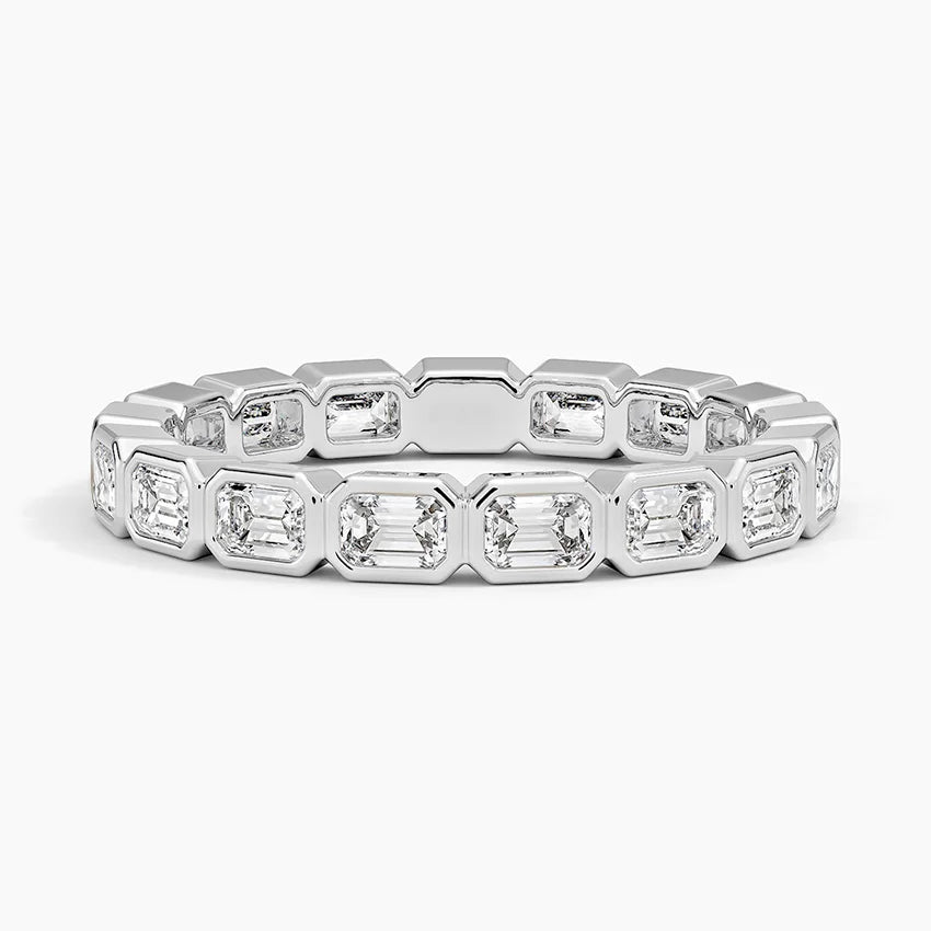 Elegant 925 Silver Moissanite Eternity Ring Emerald Cut Premium Finish Sophisticated Sparkling Unisex Classic Jewelry Wedding