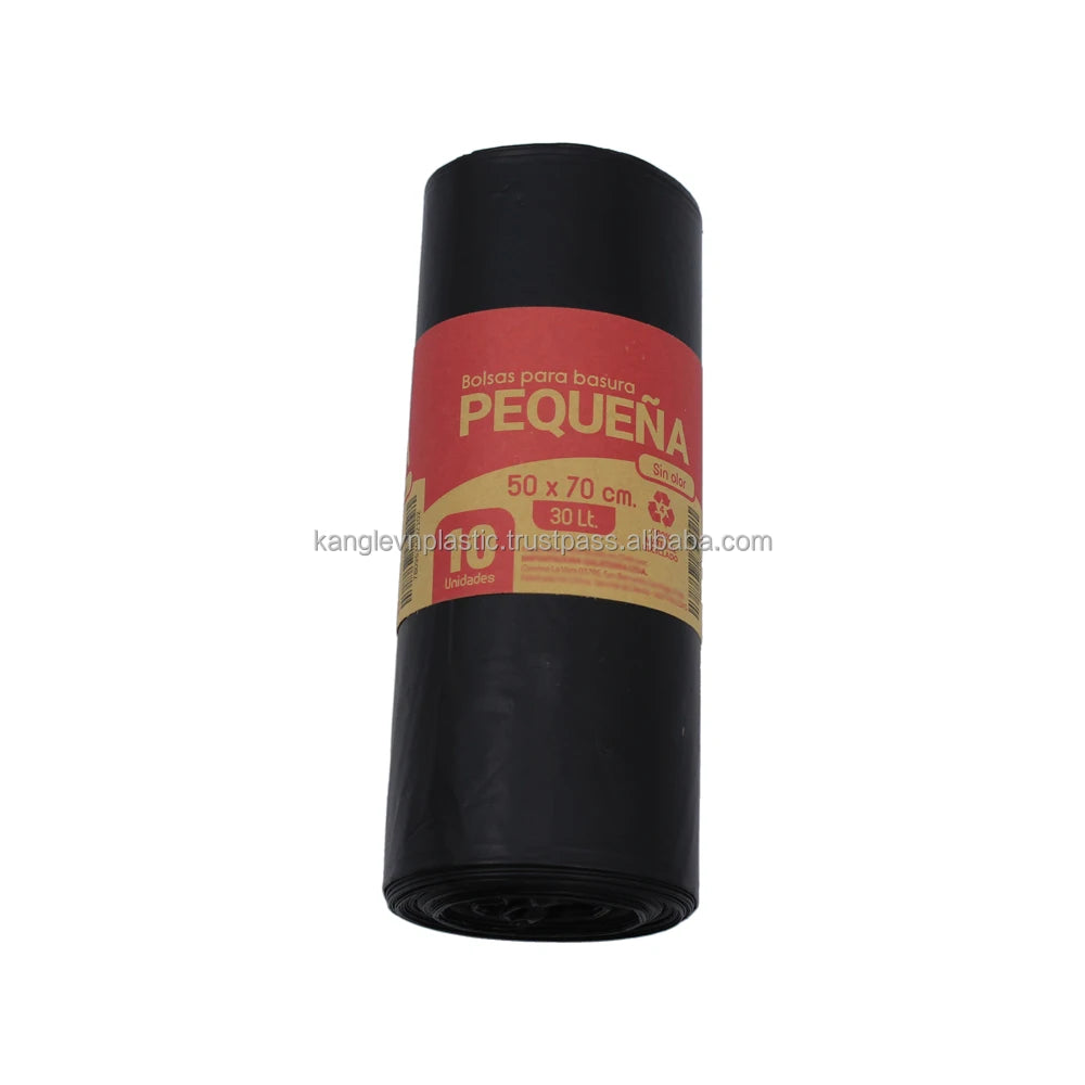 Kangle Black Polyethylene Trash Bags 10pcs Roll 50x70 70x90 80x110 90x120 110x120 Star Seal Bottom Sustainable Household Bags