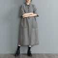Boutique Wholesale 2025 Summer New Fashionable Retro Lapel Loose Casual Denim Women's Dress