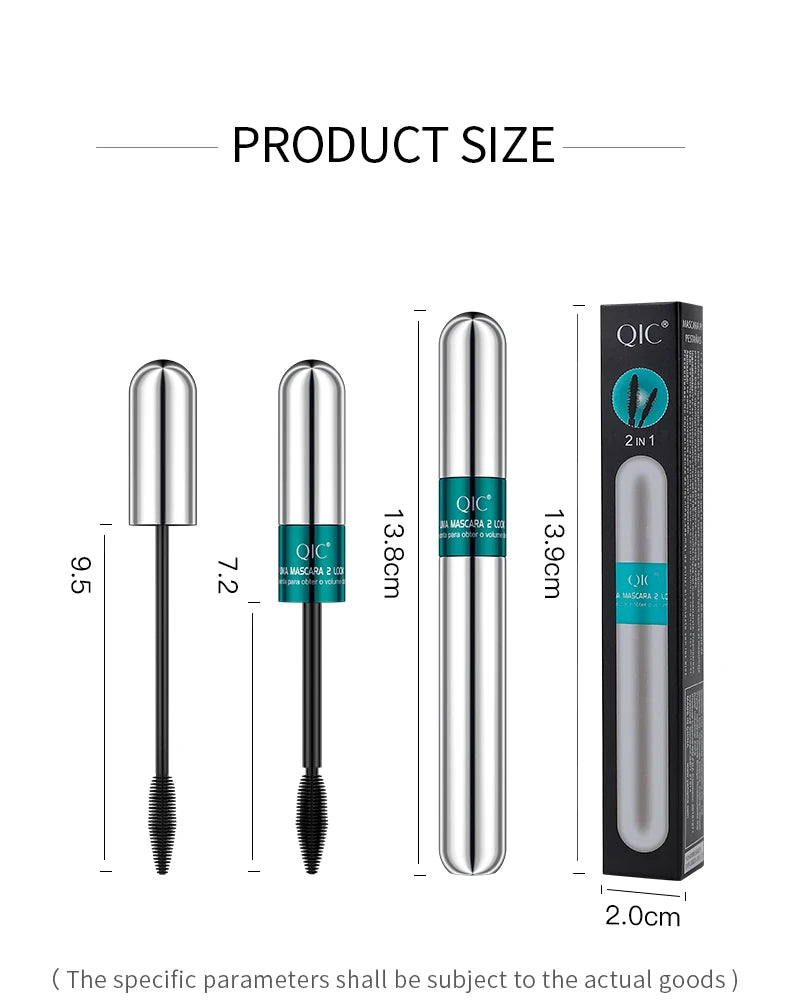 QIC 4D Silk Fiber Lash Mascara 2 in 1 Thrive Mascara Makeup Waterproof Lengthening Thickening Mascara VIBELY 4D