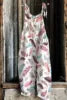 S-3XL Summer Women's New Sweet Small Fresh Print Retro Wide Leg Jumpsuit Printed Floral Cami Jumpsuit