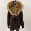 Women's New Spring Fashion Soft Midi Fox Fur Collar Knitted Cardigan Sweater Coat Casual Outerwear for Winter