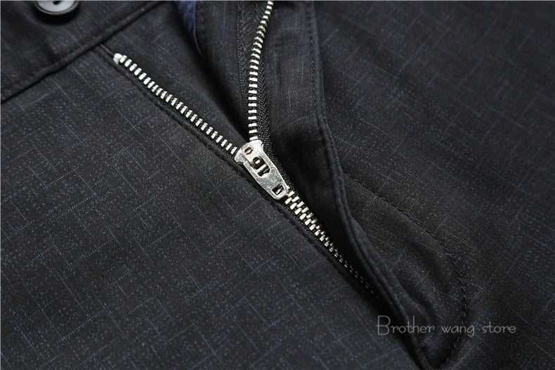 Winter New Men's Warm Casual Pants Business Fashion Fleece Thick Plaid Trousers Office Stretch Pants Male Brand Clothing