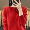 S-XXL Round Neck 100% Cashmere Knit Women's  Pullover Loose Bottom Sweater Autumn/Winter New Solid Color Sweater