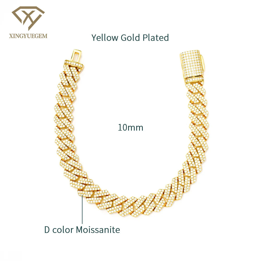 Gra Certified 8-20mm Luxury Hip Hop Jewelry 925 Silver Mens Iced Out Vvs Diamond Mossanite Moissanite Cuban Link Chain Bracelet